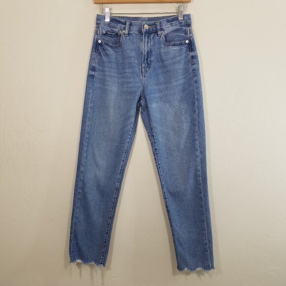 American Eagle Mom Jean Raw Hem Blue Size 4 - Picture 1 of 9